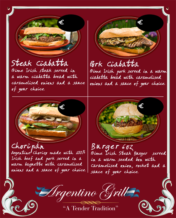 Argentino Grill menu
